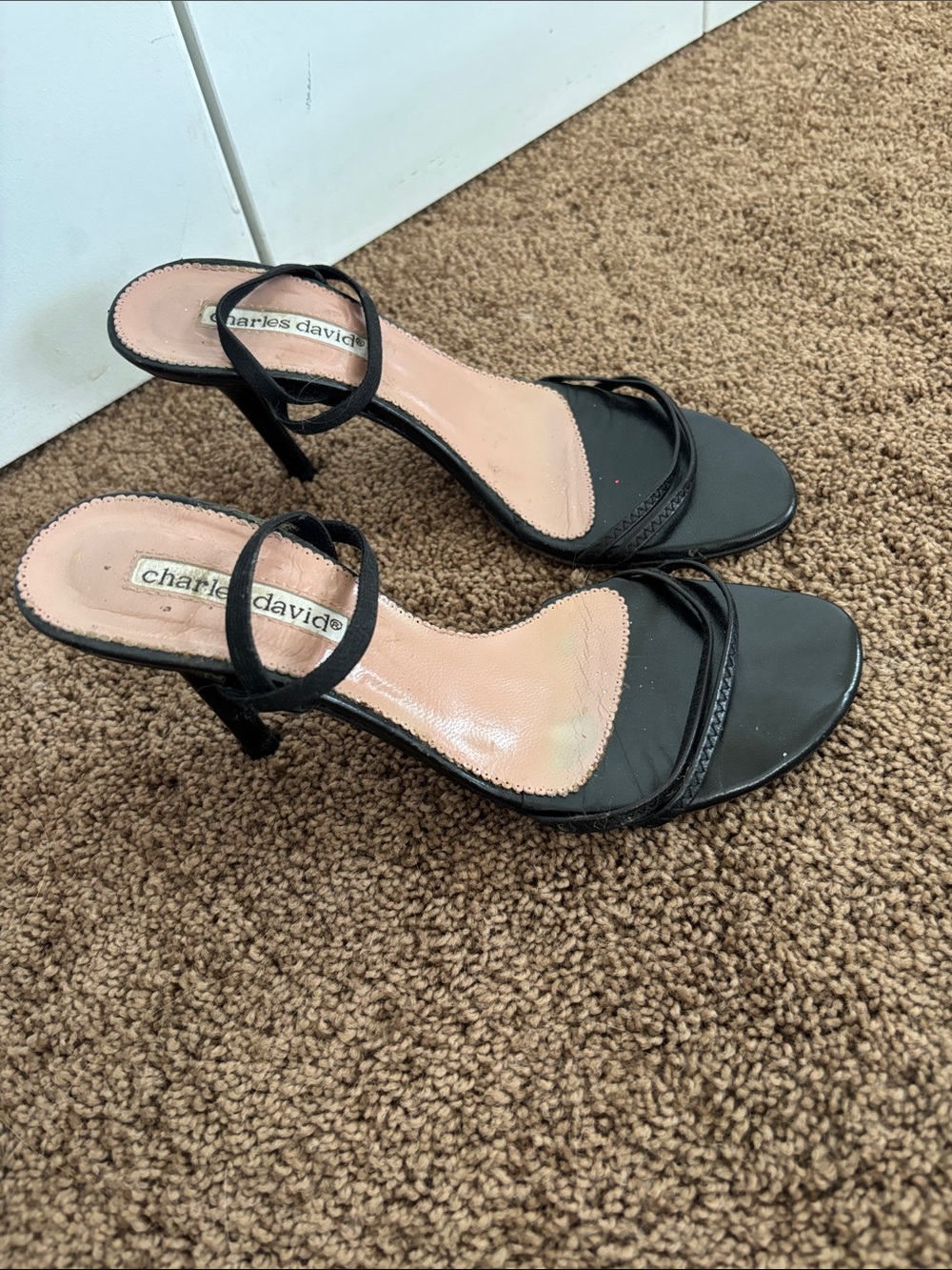 Charles David Black Strappy Stiletto Sandals